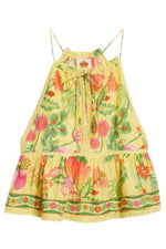 Yellow Delicate Fruit Garden Sleeveless Blouse