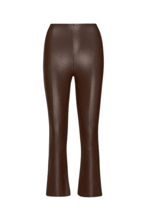 Faux Leather Crop Flare Legging in Chocolate