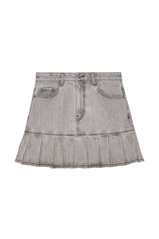 Gray Future Denim Pleated Mini Skirt