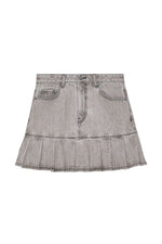 Gray Future Denim Pleated Mini Skirt