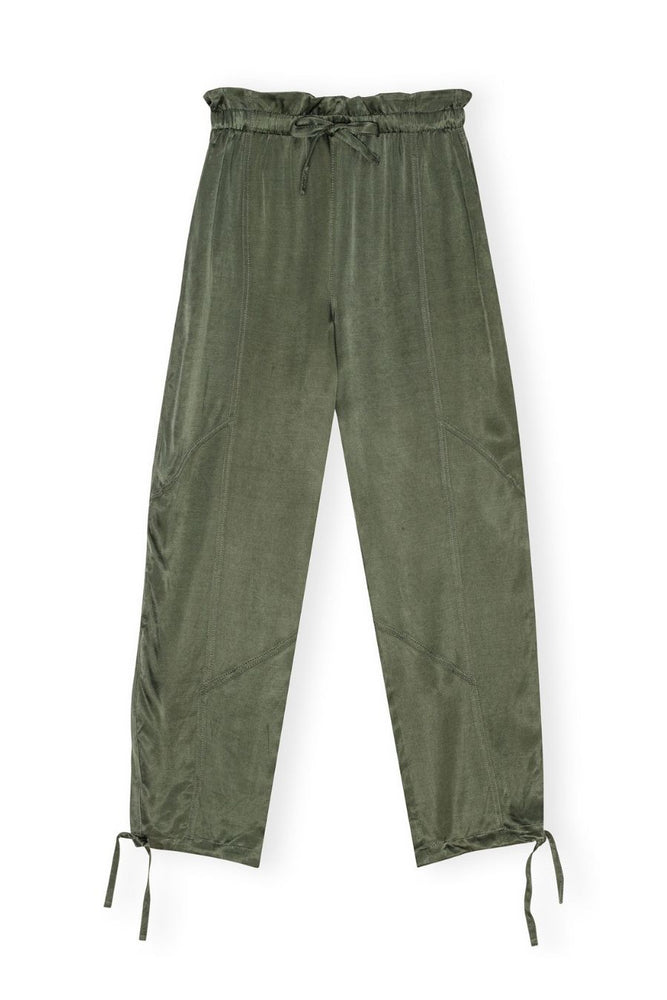 Green Washed Satin Pants