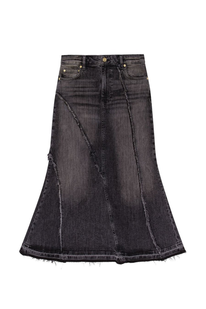 Washed Black Denim Skirt in Washed Black/Black