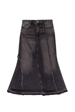 Washed Black Denim Skirt in Washed Black/Black