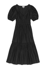 Black Cotton Poplin Long Smock Dress