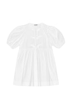 WHITE COTTON POPLIN TIE STRING MINI DRESS