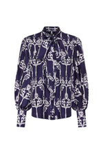 Marcel Silk Twill Shirt in Navy Rope