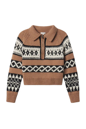 Carter Merino Fairisle Sweater in Camel Multi