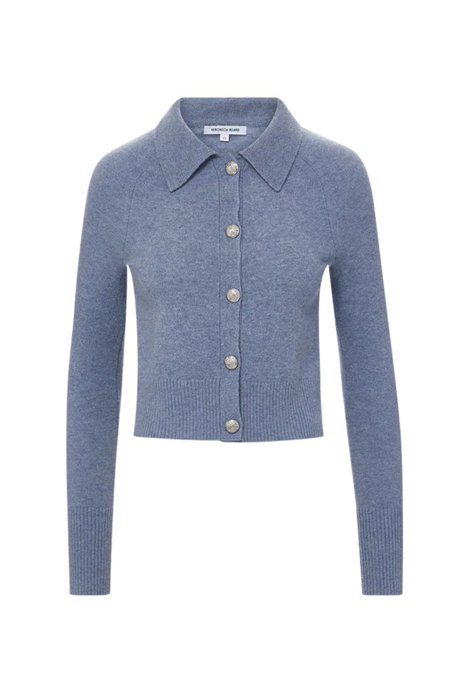 Cheshire Cashmere Cardigan in Smoke Blue