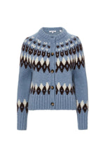 Christina Fairisle Cardigan in Smoke Blue Multi