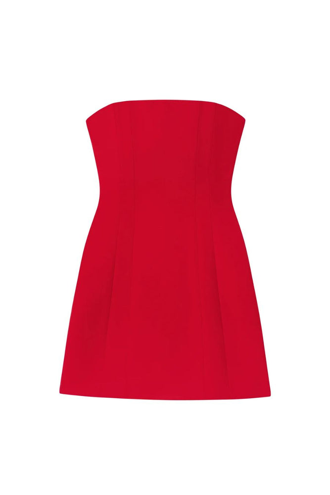 Elsie Strapless Dress in Really Red