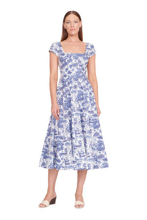 Short Sleeve Wells Dress-BlueToile