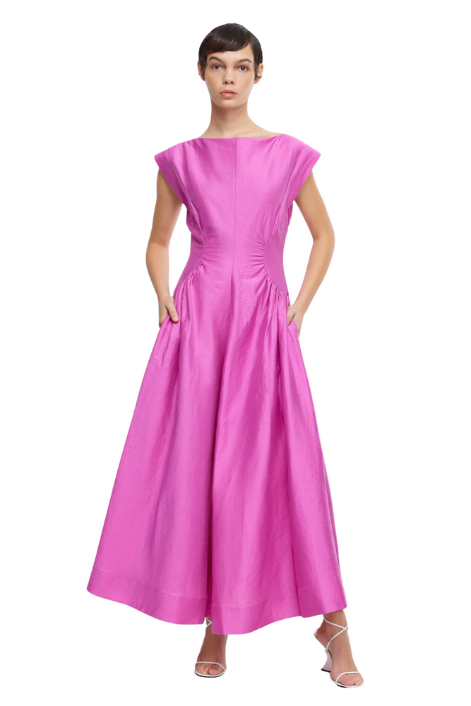 Emery Midi Dress in Fuschia