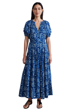 Uva Romantic Maxi Dress in Blue Floral