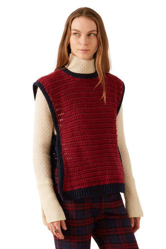 Oona Mulberry Crochet Top in Red