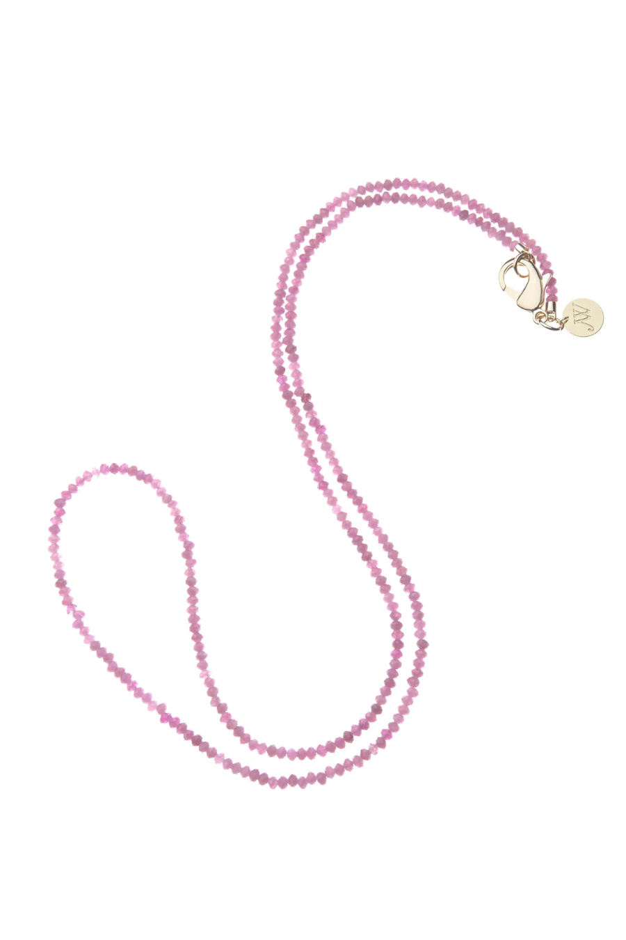 Double Wrap Diamond Cut Beaded Necklace in Pink Tourmaline