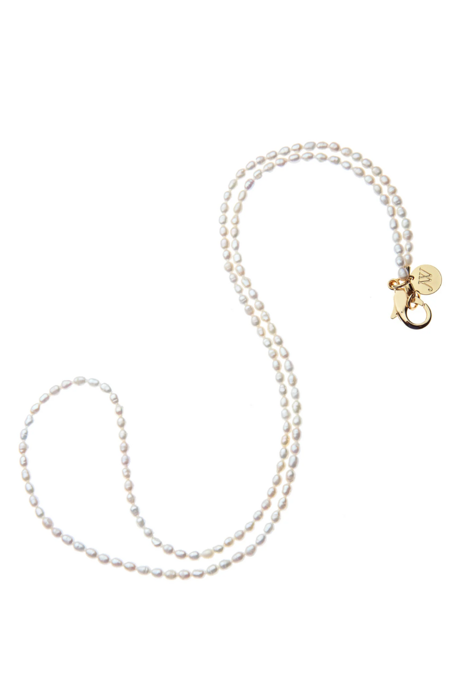 Double Wrap Rice Pearl Necklace in White