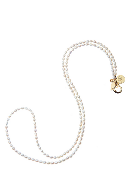 Double Wrap Rice Pearl Necklace in White