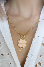 Lucky Clover Charm in Pink Coral