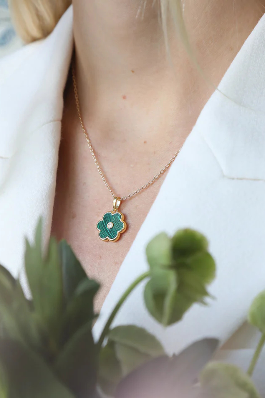 Petal Charm in Malachite