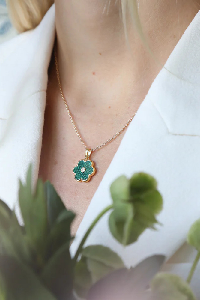 Petal Charm in Malachite