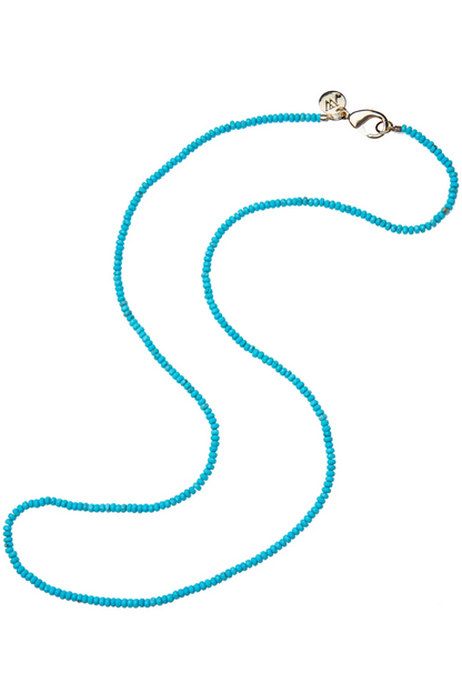 Double Wrap Diamond Cut Beaded Necklace in Turquoise