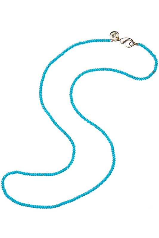 Double Wrap Diamond Cut Beaded Necklace in Turquoise