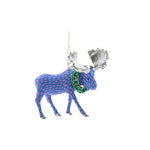 Festive Moose Blue Ornament