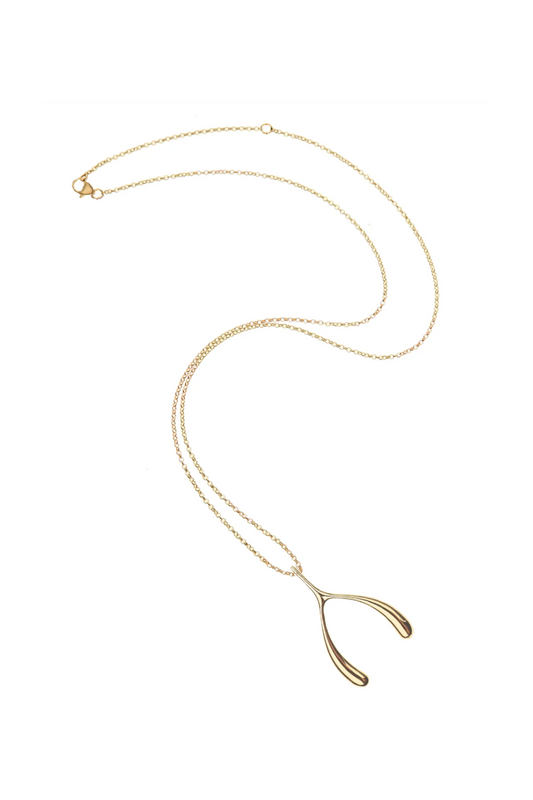 LUCKY Gold Wishbone Necklace
