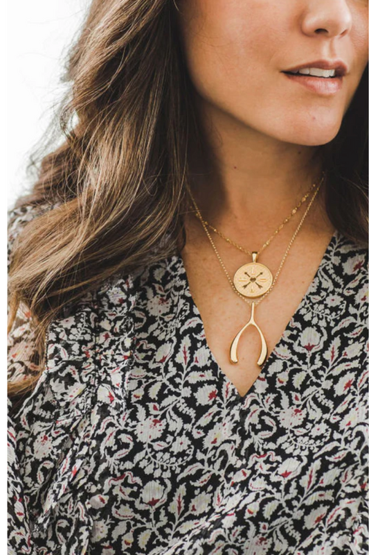 LUCKY Gold Wishbone Necklace