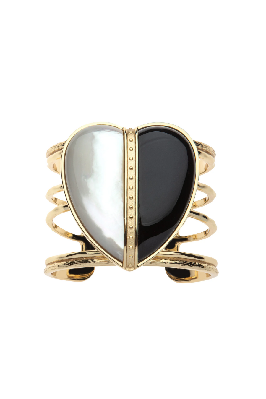 LOVE Split Carry Your Heart Cuff in Mother of Pearl and Black Agate