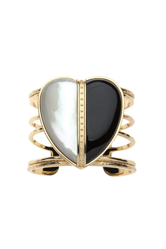 LOVE Split Carry Your Heart Cuff in Mother of Pearl and Black Agate