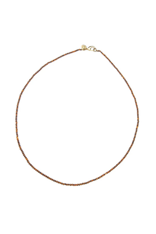 Double Wrapped Diamond Cut Tiger's Eye Beaded Necklace