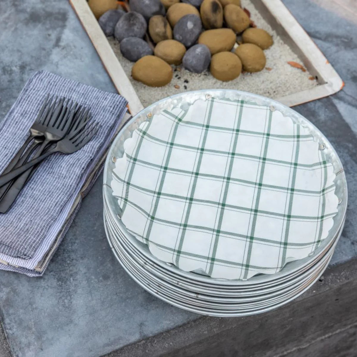 "Tahoe Pine" Green Plaid Flat Plate Liners - Thumbnail 5