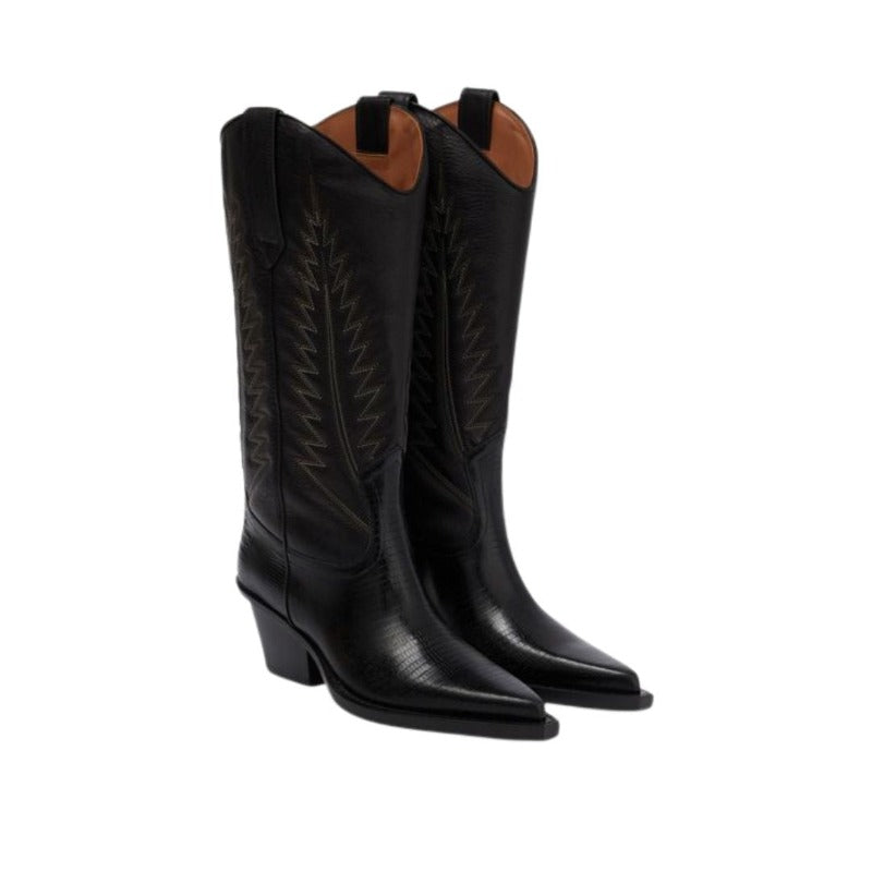 Rosario 60 Lizard Print Leather Boots in Black