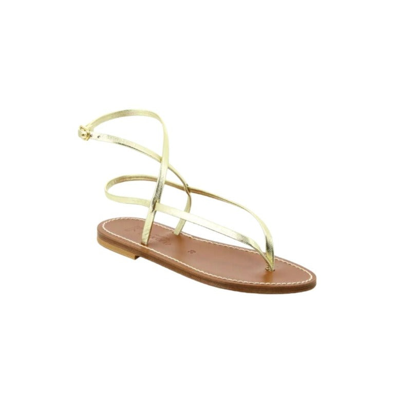 Delta Flat Sandals in Metallic Gold Leather