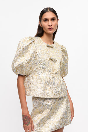 Gold and Silver Peplum Tie String Blouse