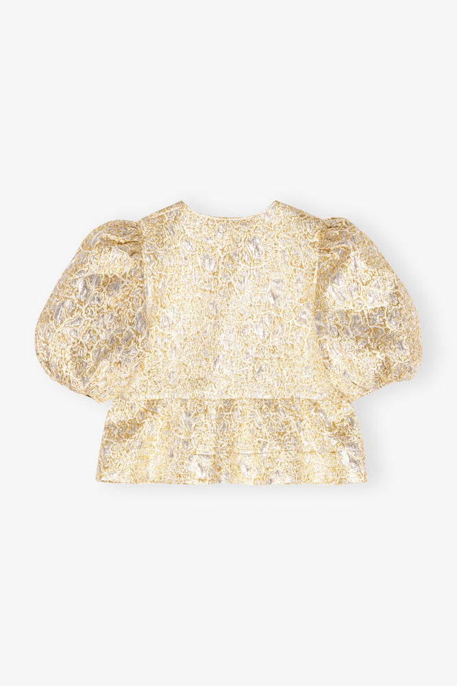 Gold and Silver Peplum Tie String Blouse