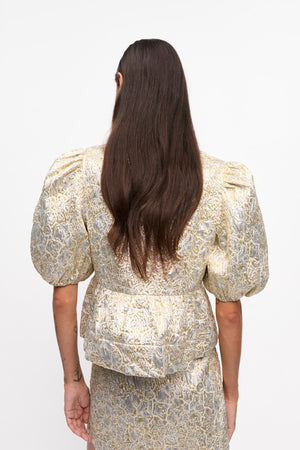 Gold and Silver Peplum Tie String Blouse