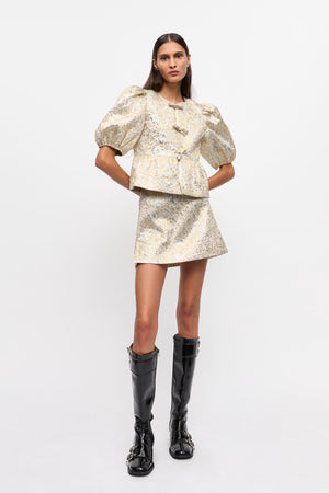 Gold and Silver Peplum Tie String Blouse