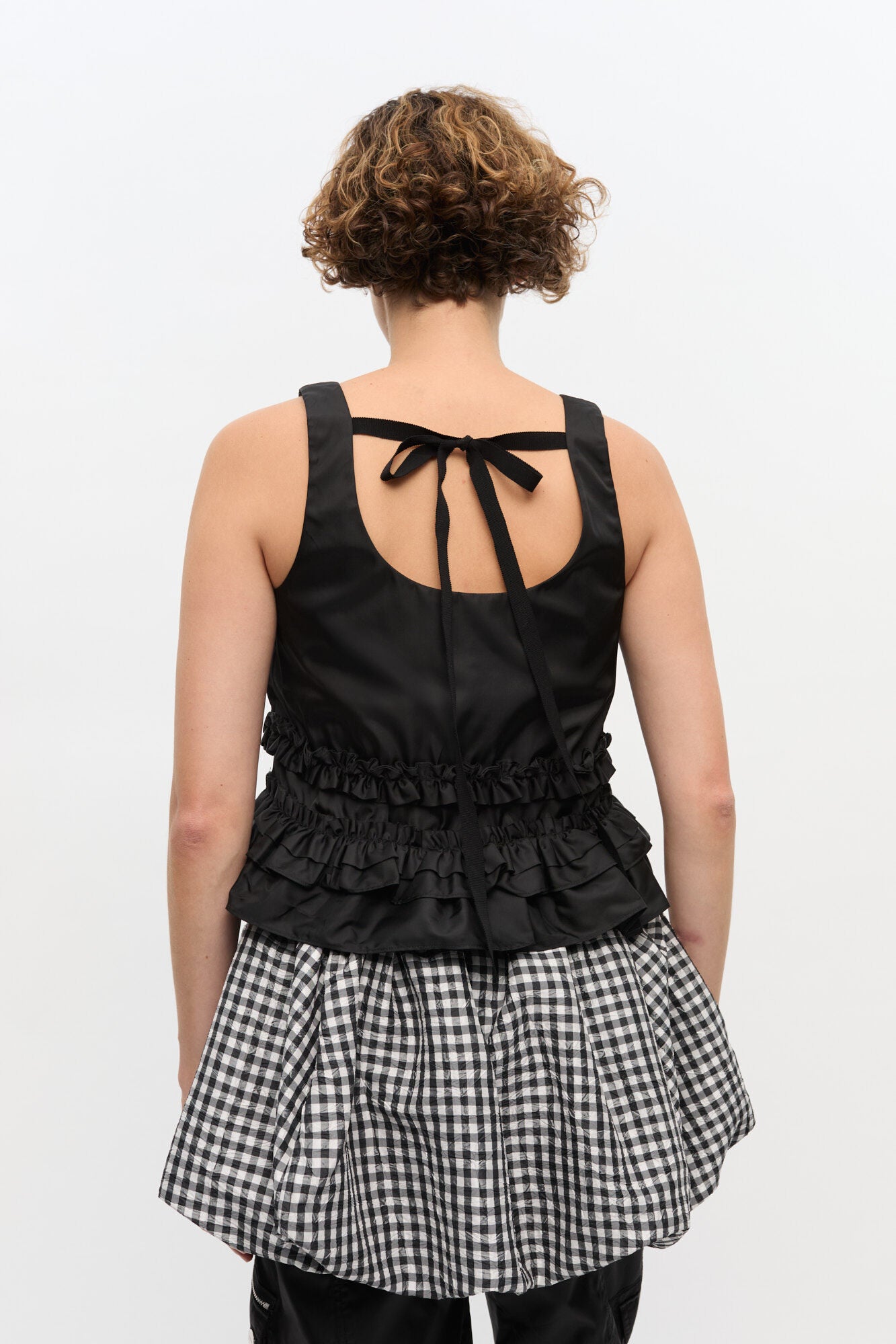 Black Duchesse Nylon Frill Top
