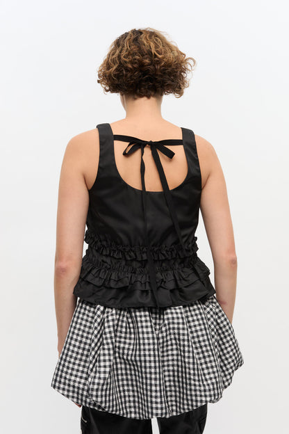 Black Duchesse Nylon Frill Top