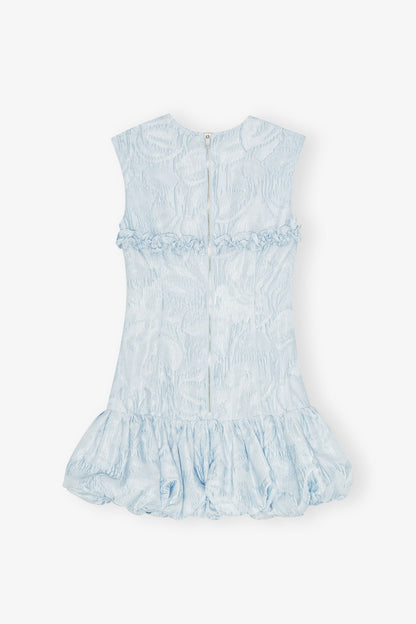 Blue Textured Cloque Corset Mini Dress