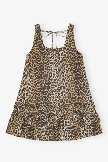 Leopard Cotton Poplin Mini Dress