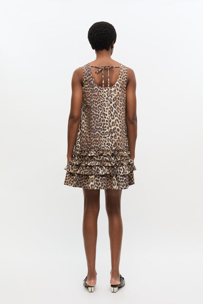 Leopard Cotton Poplin Mini Dress