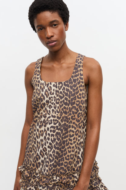Leopard Cotton Poplin Mini Dress
