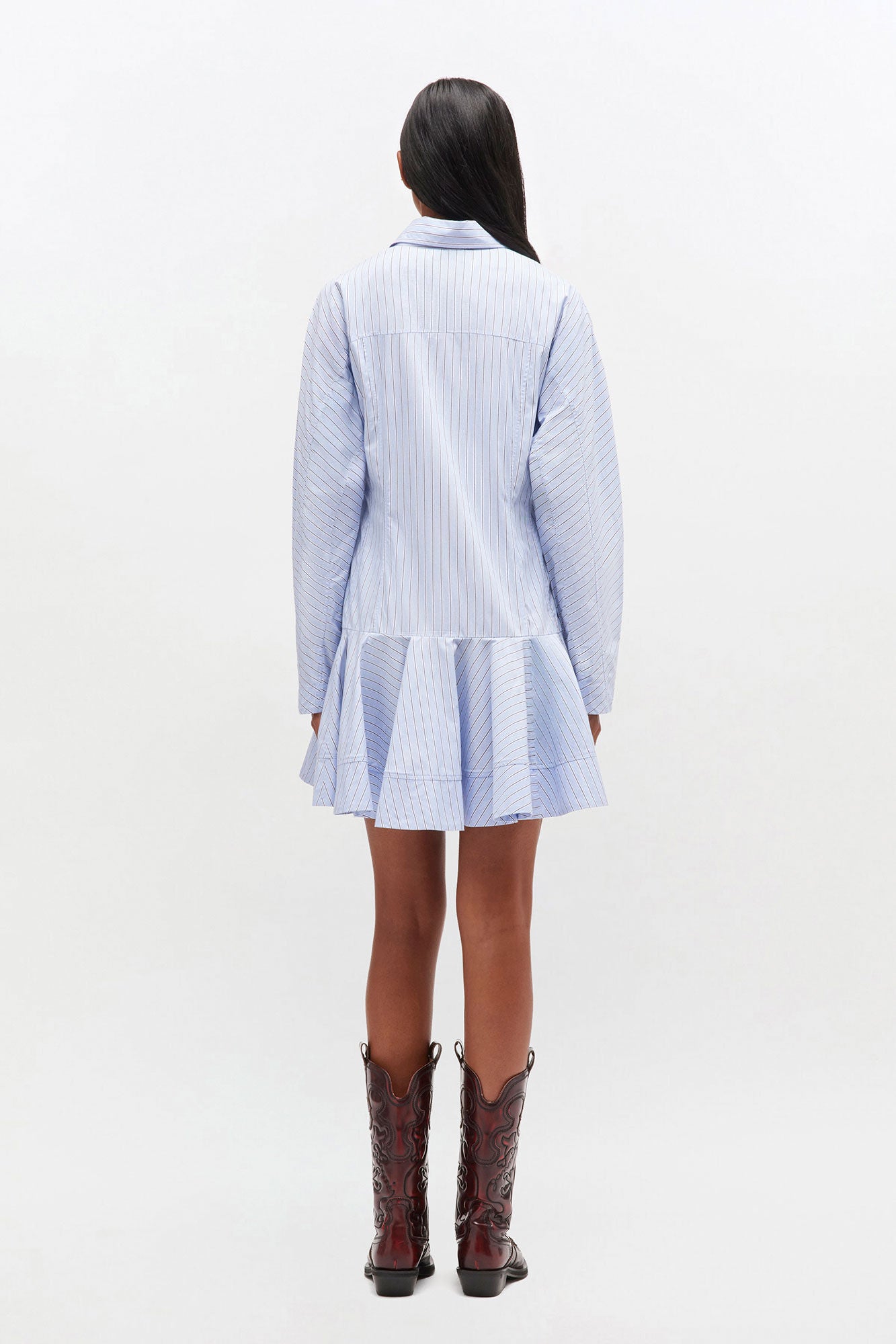 Blue Stripe Shirt Dress in Lavender Lustre