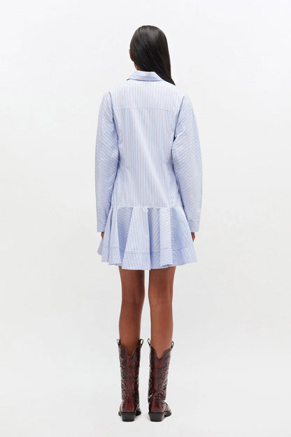 Blue Stripe Shirt Dress in Lavender Lustre