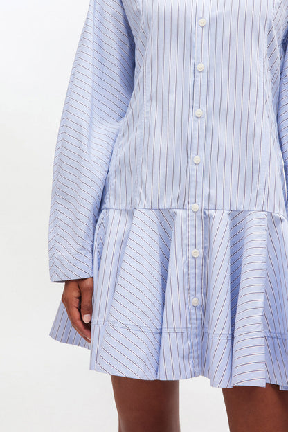 Blue Stripe Shirt Dress in Lavender Lustre