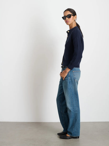 Nico Dark Navy Cardigan in Cotton