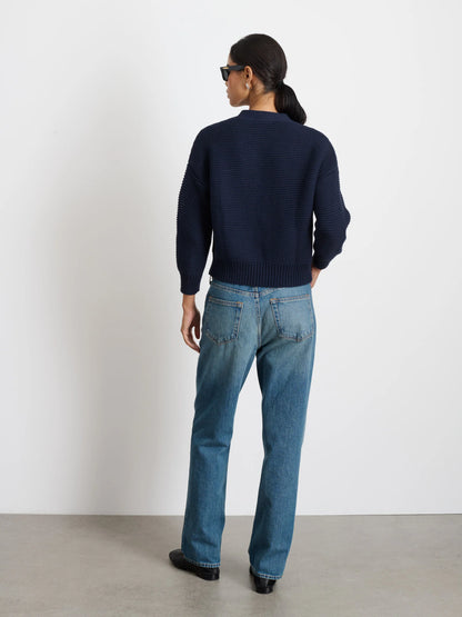 Nico Dark Navy Cardigan in Cotton